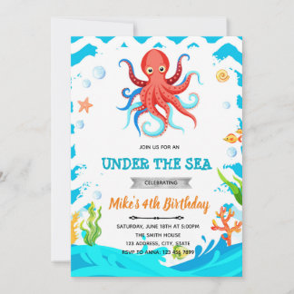 Oktopus-Geburtstagseinladung Einladung