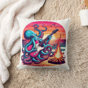 Oktopus Gitarre spielen bei Sonnenuntergang am Lag Kissen