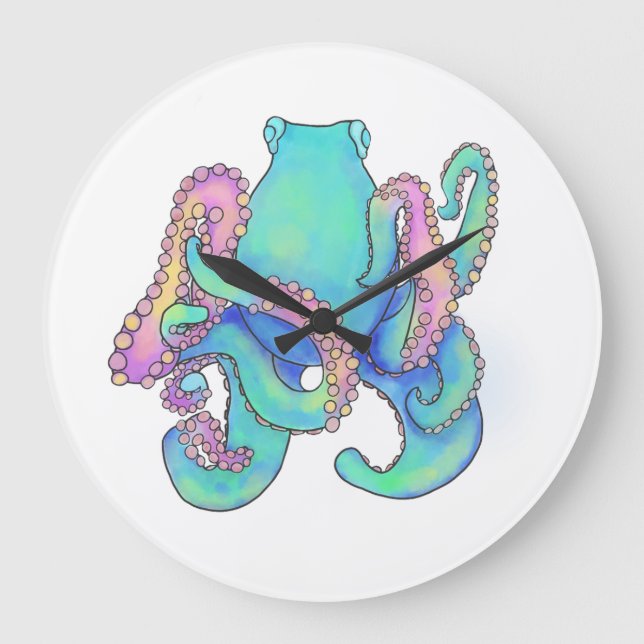 Oktopus Große Wanduhr (Vorderseite)