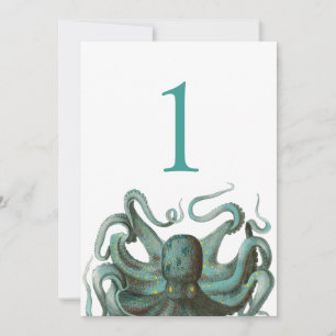 Oktopus Grün Aquarium Hochzeit Tisch Nummer Einladung
