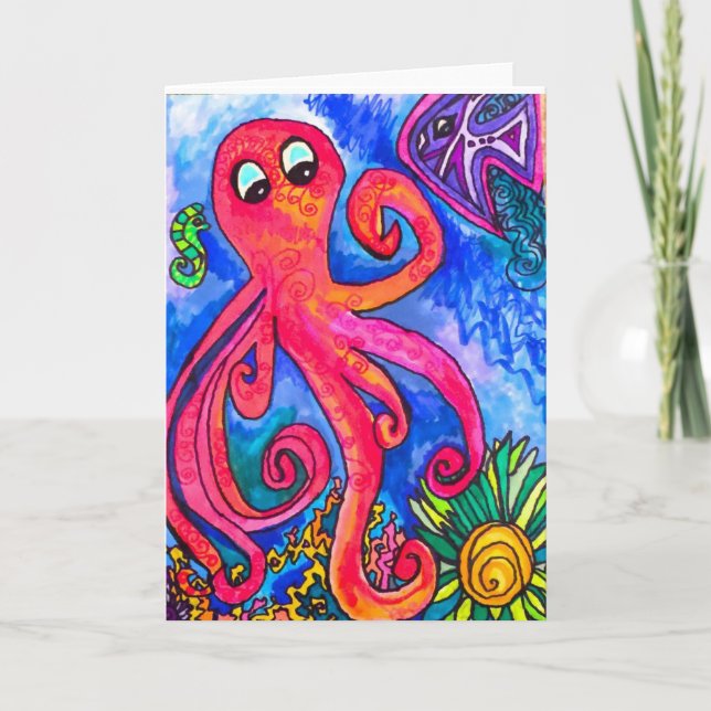 Oktopus-Grußkarte Karte (Vorderseite)