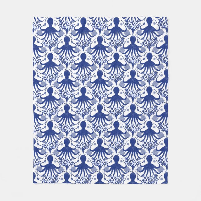Oktopus (heller Hintergrund) Fleecedecke (Vorderseite)