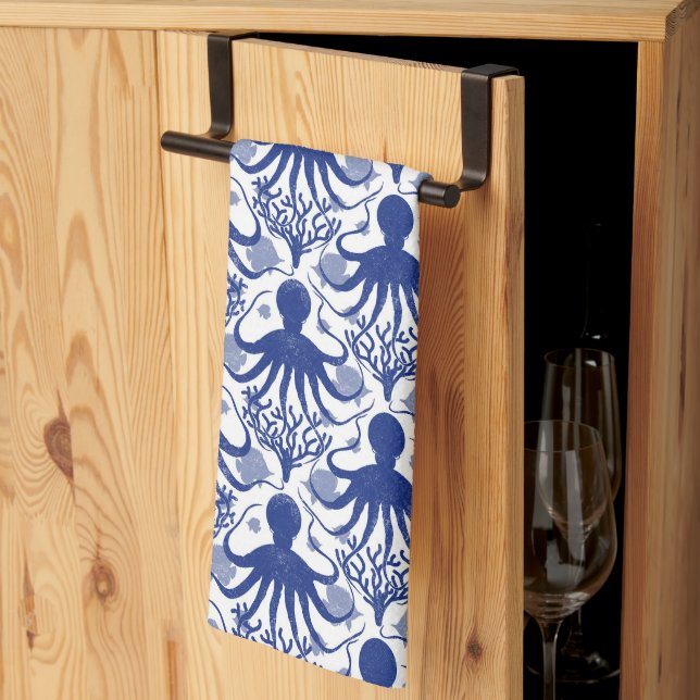Oktopus (heller Hintergrund) Geschirrtuch (Drittel gefaltet)