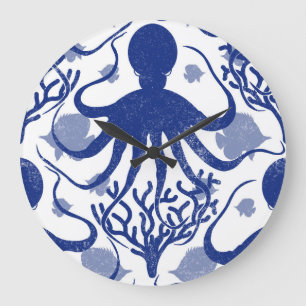 Oktopus (heller Hintergrund) Große Wanduhr