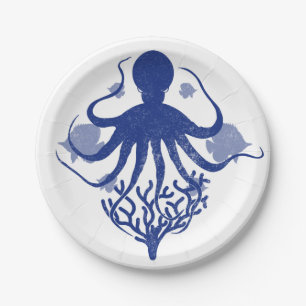 Oktopus (heller Hintergrund) Pappteller