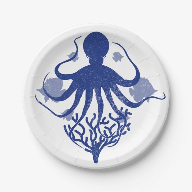 Oktopus (heller Hintergrund) Pappteller (Vorderseite)