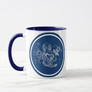 Oktopus Holding Anchor Tasse