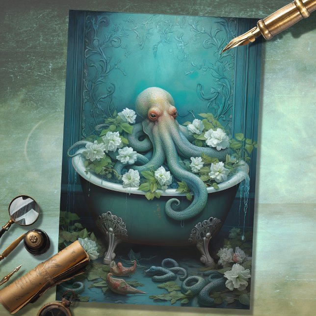 Oktopus in der Badewanne 5 Dekoupage Seidenpapier (Von Creator hochgeladen)
