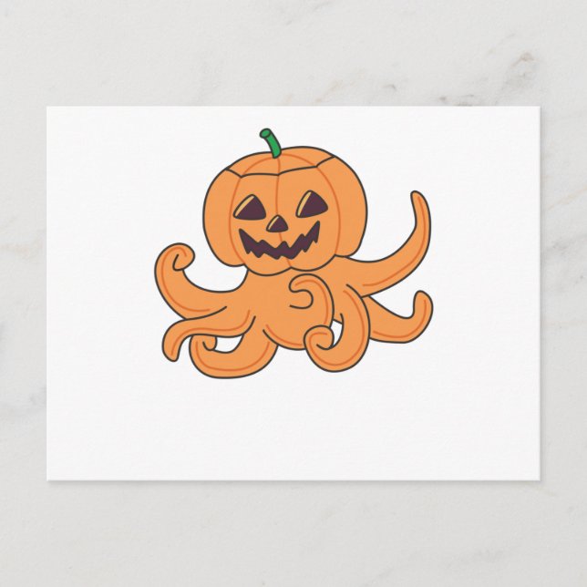 Oktopus in Kürbis Orangenkrak Halloween Postkarte (Vorderseite)