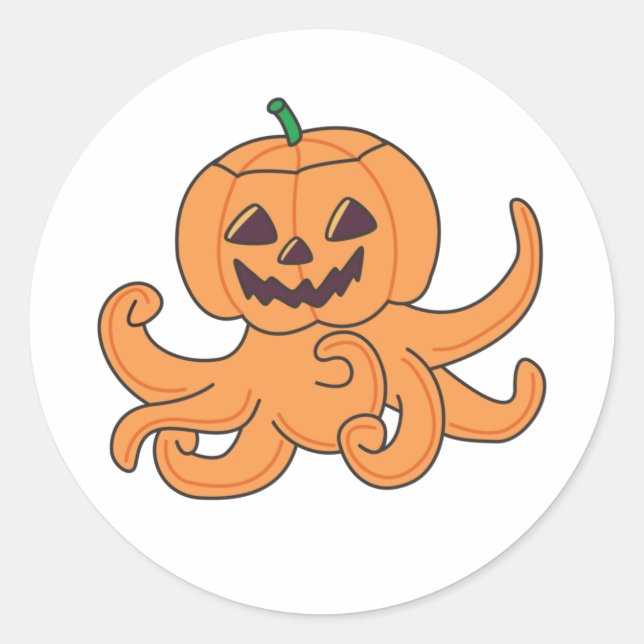 Oktopus in Kürbis Orangenkrak Halloween Runder Aufkleber (Vorderseite)