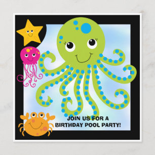 Oktopus - individuelle Einladungen zum Geburtstag
