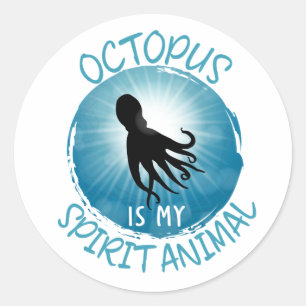 Oktopus ist mein Geistentier Runder Aufkleber