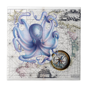 Oktopus Karte Nautica Fliese