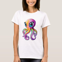 Oktopus Kawaii-Stil mit großen funkelnden Augen.