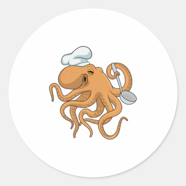 Oktopus Koch Runder Aufkleber (Vorderseite)