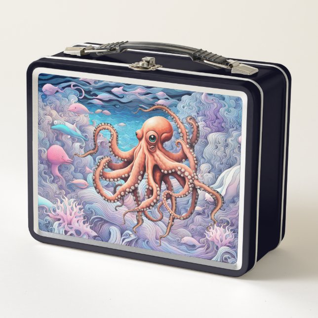Oktopus Metall Brotdose (Vorderseite)