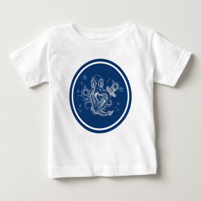 Oktopus mit Anchor Baby T-shirt (Vorderseite)