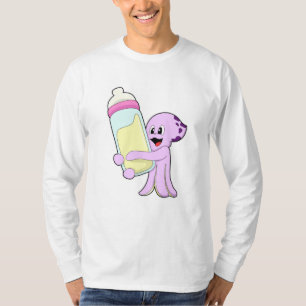 Oktopus mit Babyflasche Milch T-Shirt