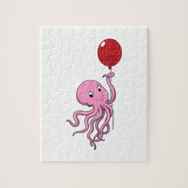 Oktopus mit Ballon (Vertikal)