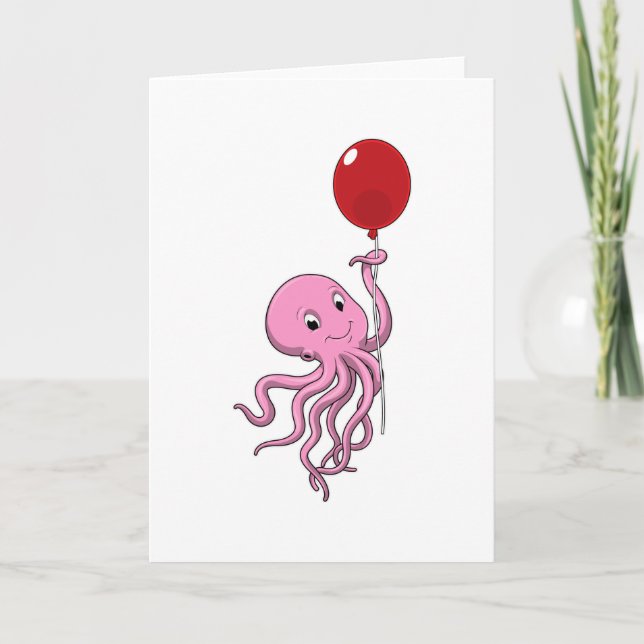 Oktopus mit Ballon Karte (Vorderseite)