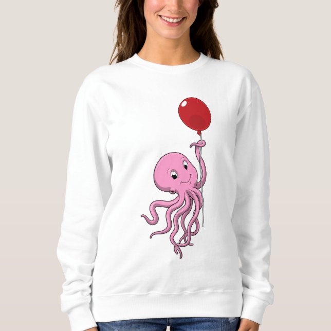 Oktopus mit Ballon Sweatshirt (Vorderseite)