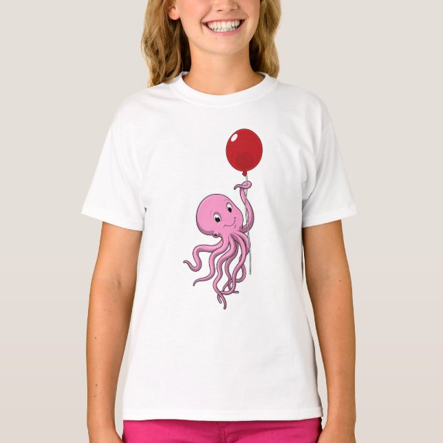Oktopus mit Ballon T-Shirt (Vorderseite)