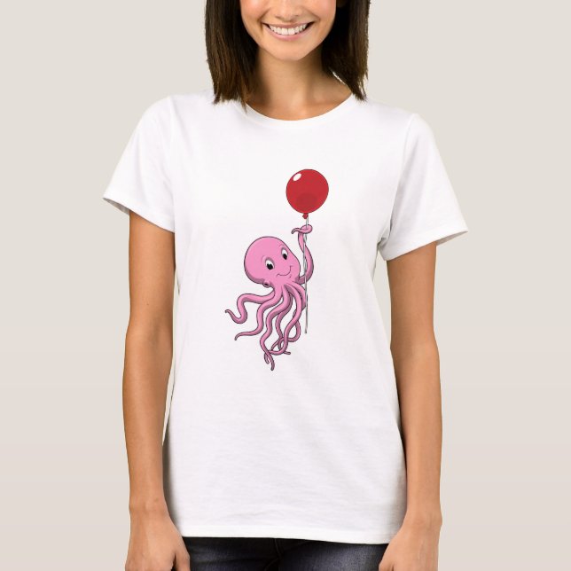 Oktopus mit Ballon T-Shirt (Vorderseite)