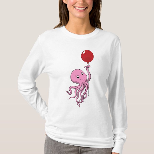 Oktopus mit Ballon T-Shirt (Vorderseite)