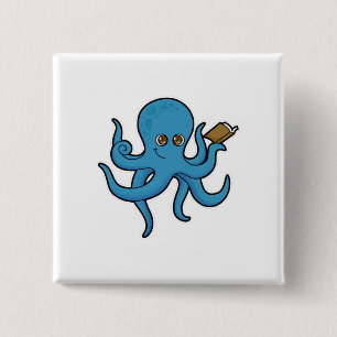 Oktopus mit Buch Button