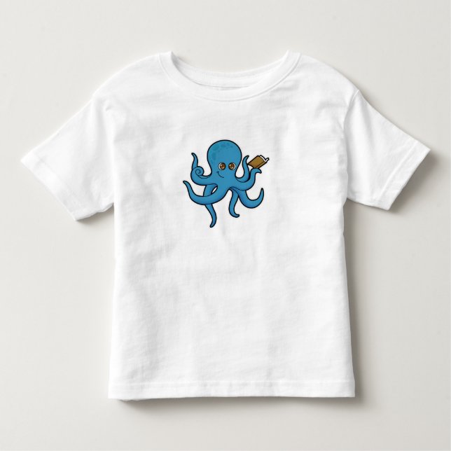 Oktopus mit Buch Kleinkind T-shirt (Vorderseite)