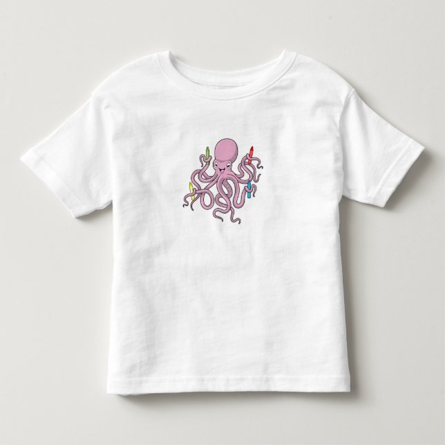 Oktopus mit Crayon Kleinkind T-shirt (Vorderseite)