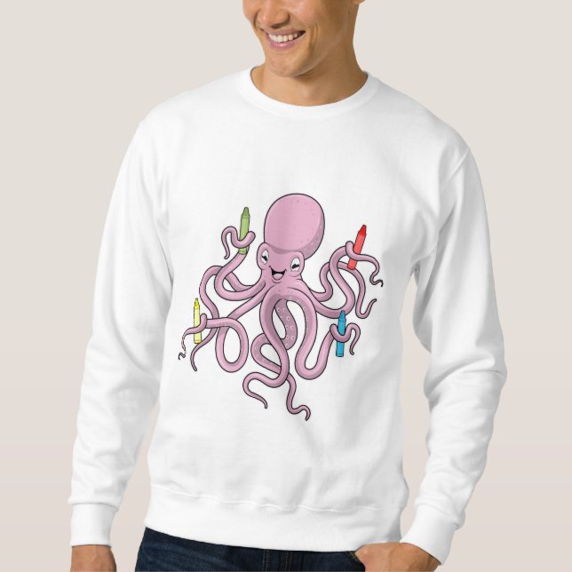 Oktopus mit Crayon Sweatshirt (Vorderseite)
