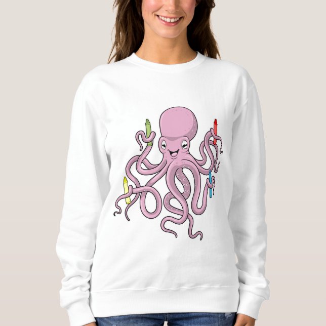 Oktopus mit Crayon Sweatshirt (Vorderseite)