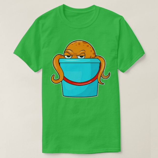 Oktopus mit Eimer T-Shirt (Design vorne)