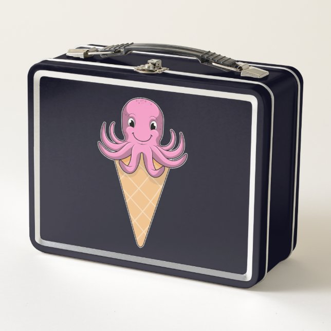 Oktopus mit Eiscreme Metall Brotdose (Vorderseite)