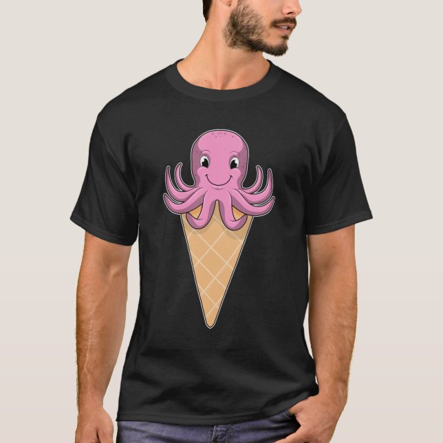 Oktopus mit Eiscreme T-Shirt (Vorderseite)