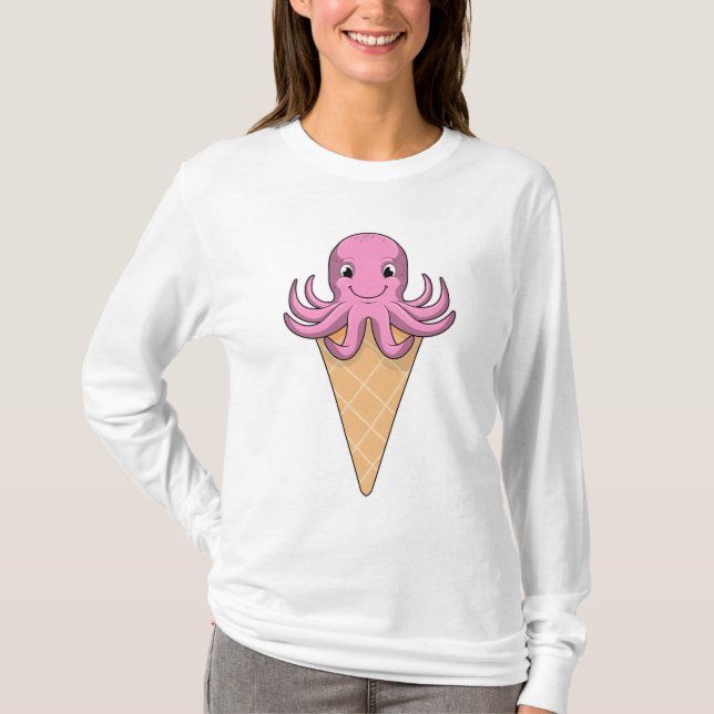 Oktopus mit Eiscreme T-Shirt (Vorderseite)