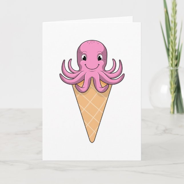 Oktopus mit Eistüte Karte (Vorderseite)
