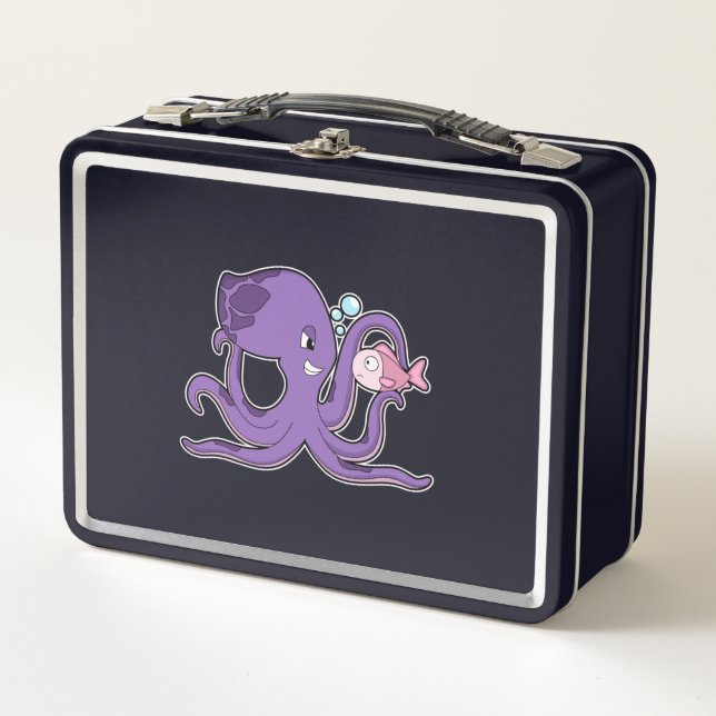 Oktopus mit Fisch.PNG Metall Brotdose (Vorderseite)