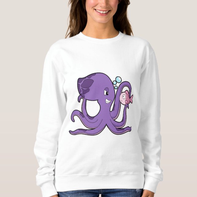 Oktopus mit Fisch.PNG Sweatshirt (Vorderseite)