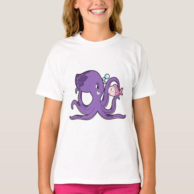 Oktopus mit Fisch.PNG T-Shirt (Vorderseite)