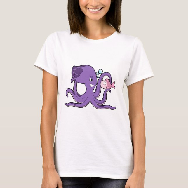 Oktopus mit Fisch.PNG T-Shirt (Vorderseite)