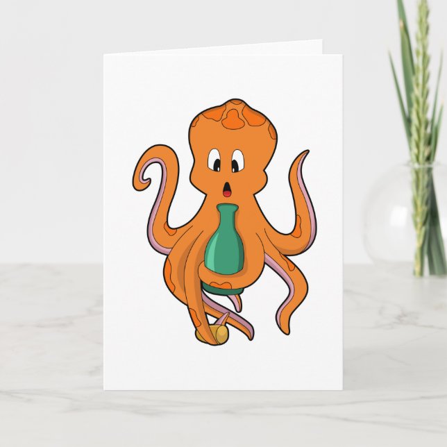 Oktopus mit Flasche.PNG Karte (Vorderseite)