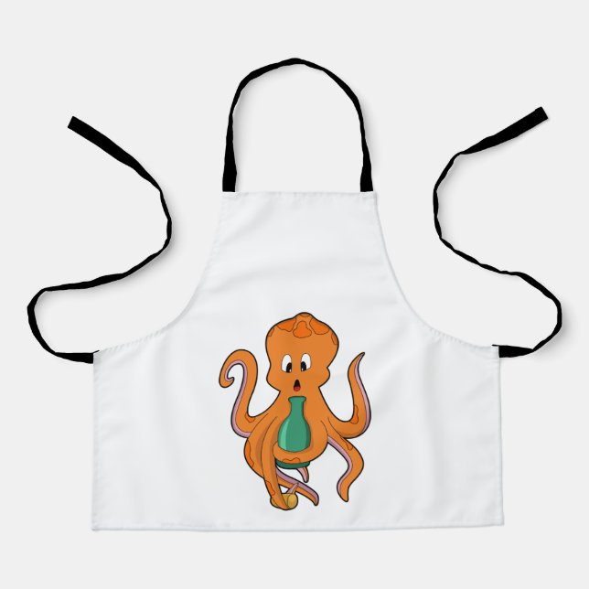 Oktopus mit Flasche.PNG Schürze (Vorderseite)