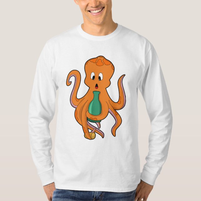 Oktopus mit Flasche.PNG T-Shirt (Vorderseite)