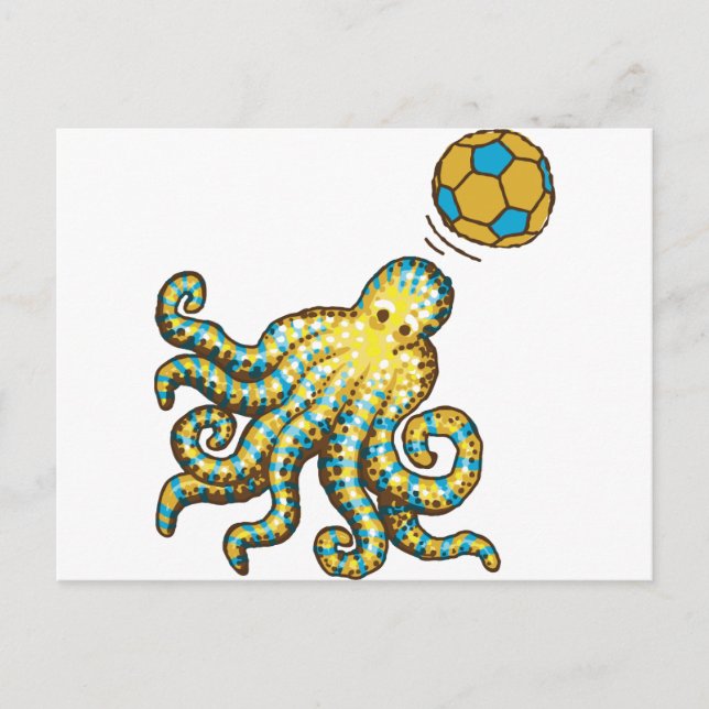 Oktopus mit Fußball Postkarte (Vorderseite)