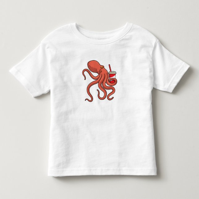 Oktopus mit Getränk Kleinkind T-shirt (Vorderseite)