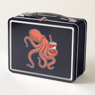 Oktopus mit Getränk Metall Brotdose
