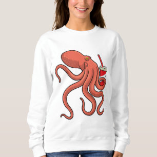 Oktopus mit Getränk Sweatshirt