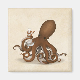 Oktopus mit Glaskolben Chemie Steampunk Magnet